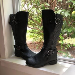 Pre-loved tall wide calf black boots